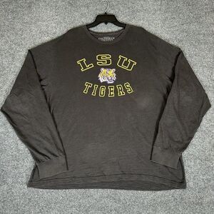 LSU Tigers T-Shirt Mens 2XL Grey‎ Long Sleeve Short Sleeve Football Cotton Adult